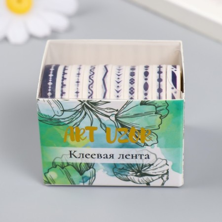 Adhesive tape paper "Geometry. Blue" set 10 pcs width 0.5 cm winding 2 m-4