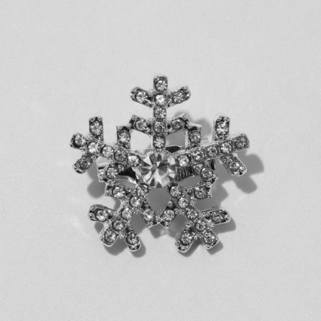 Brooch "Snowflake" mini, white color in silver-1