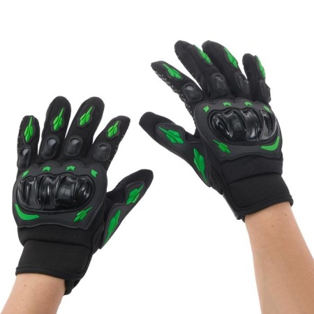 Motorcycle gloves with protective inserts, steam, size L, black and green