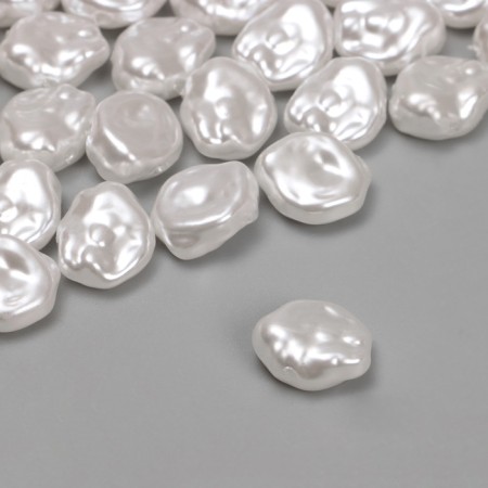 Plastic beads on the “Pearls” threads 1.2 × 1 × 0.5 cm, (set 120 pcs.), White color-1