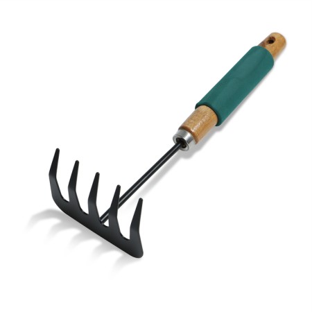 Grave are small, straight, 5 teeth, length 29 cm, metal, wooden handle with foam rubber, Greengo-6