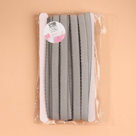 The elastic band is becoming, with an openwork edge, 10 mm, 10 ± 0.5 m, the color is gray-1