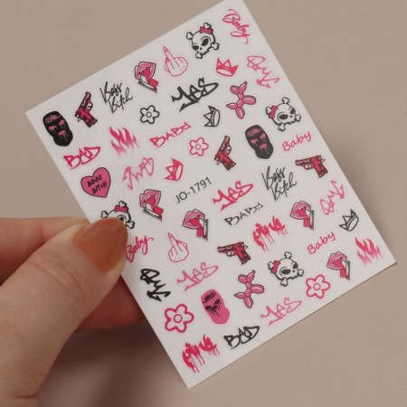 Nail stickers "Baby" color black/pink-1