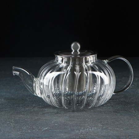 Glass teapot with metal sieve "Jackie", 700 ml, 21 × 13.5 × 11 cm