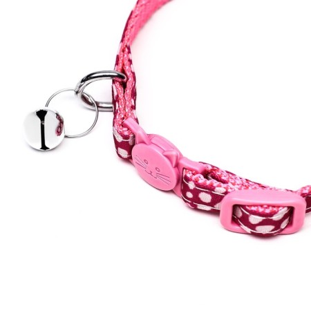 Fly collar with buckle in the shape of a cat, width 1 cm, pink-2