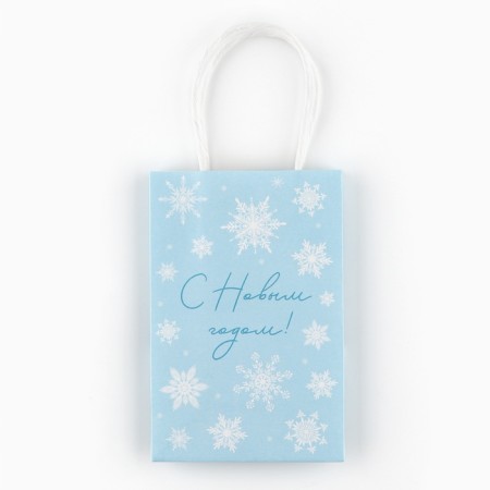 Gift package "Happy New Year", snowflakes, white craft, 15 x 10 x 6 cm, new year-6