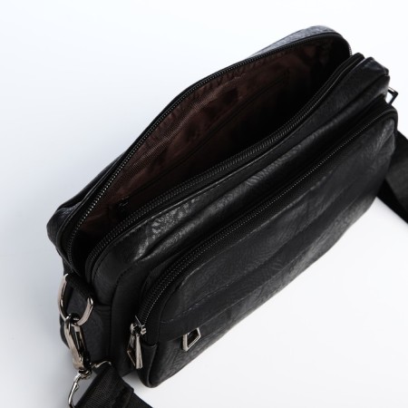 Male bag over the shoulder, artificial leather, black color-3