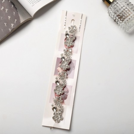 Hair accessory "Dolores" flowers drops, 22.5x2.5 cm, silver-1