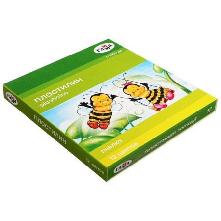 Soft plasticine (wax), 12 colors, 180 g, gamma "bee", with a stack-5