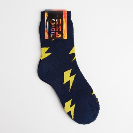 Male terry socks "lightning", dark blue color, size 29-3