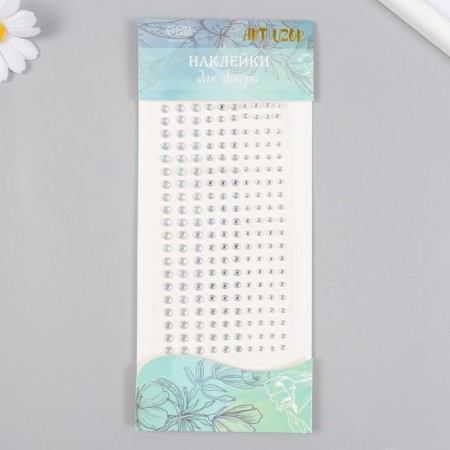 Sticker of rhinestones plastic "Pearls of different sizes" MIX 19x9 cm-4