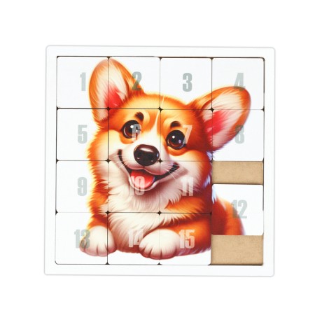 Puzzle "Fifteen. Corgi", Logical Board Game, 22x22 cm-3
