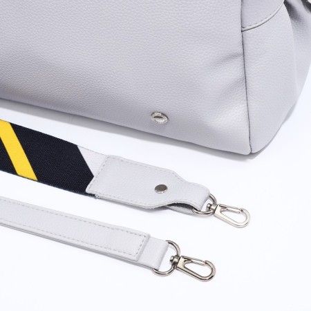 Richet Cross-Body bag, external pocket, 2 long belts, gray color.-4