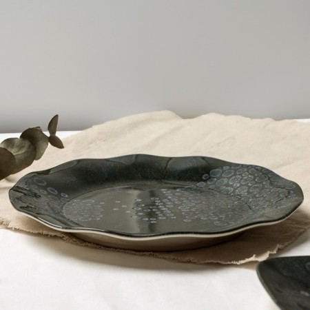 Ceramic plate "Stone", 21.5 cm, dark gray color-5