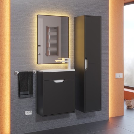 Tumbling under the Uperwood Modul sink, 50 cm, suspended, matte, black-4