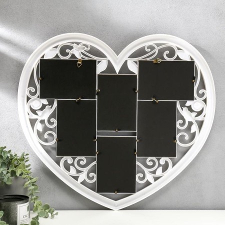 Photo frame plastic in 6 photos 10x15 cm "Openland heart" white 56x51 cm-2