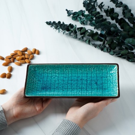 Ceramic rectangular "Tallula", 23.5 × 10 × 3 cm, blue color-5