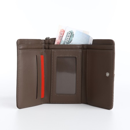 Women's wallet on the button, khaki color-5