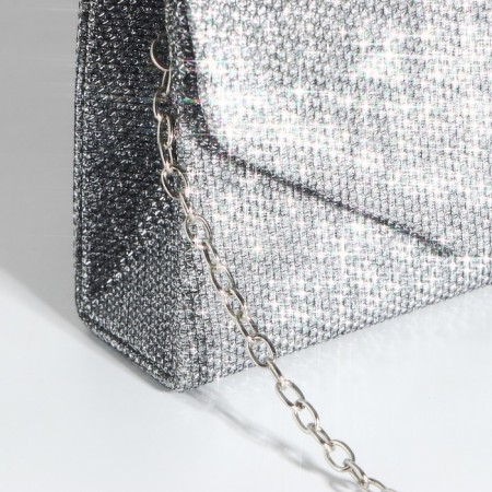 Magneta bag, long chain, silver color-3