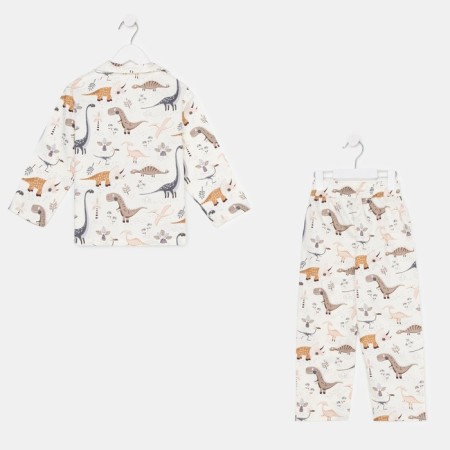 Pajama nursery (shirt, trousers) kaftan "dinosaurs", p. 110-116, white-7