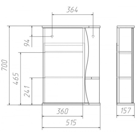 Bathroom Closher Mirror Iceberg Wave 1-50, Left-2