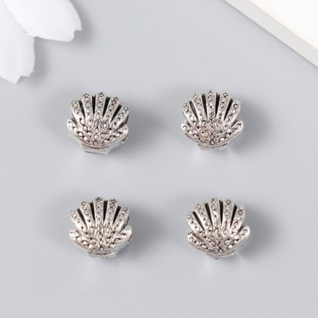 Bead for creativity Metal "Sea shell" silver 1.1x0.9 cm-2