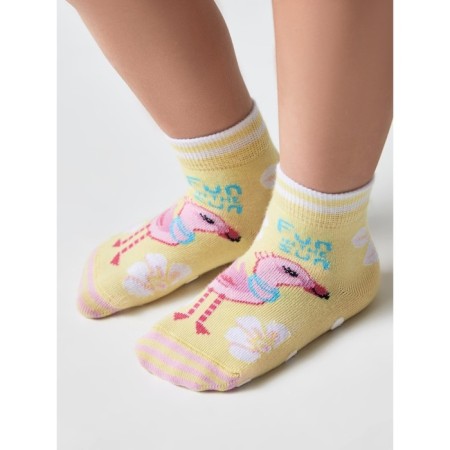 Anti-slip children's socks with drawings CONTE KIDS TIP-Top, size 14, color light yellow