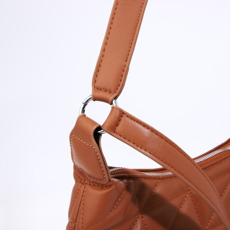Baget bag with zipper, brown color-4
