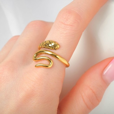 The ring "Snake" is small, the color is black gold, dimensionless-1