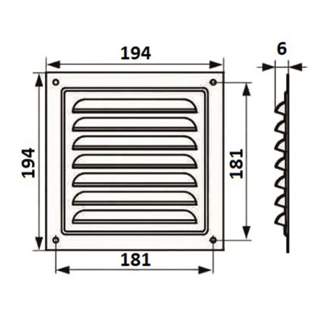 Ventilation grate Zein Lux RM1919SR, 190 x 190 mm, with a grid, metal, silver-6