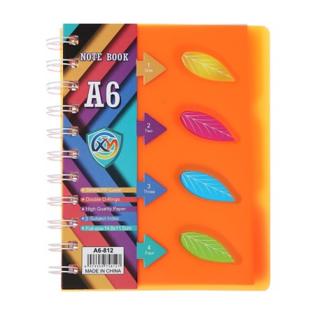 Notepad on the crest A6, 100 sheets, line, plastic cover, with "leaves" separators, mix-2