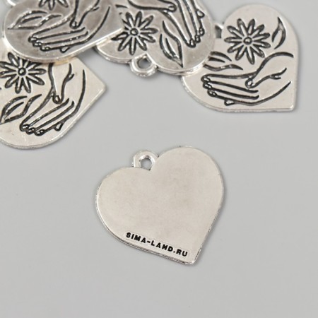 Decor Metal for creativity "Chamomile in the hand - heart" 2.3x2.5 cm-1