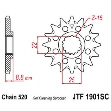 Front star, host JTF1901, steel with self -cleaning, chain 520, 13 teeth