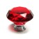 Handle button cappio, red color "diamond", glass, d = 40 mm