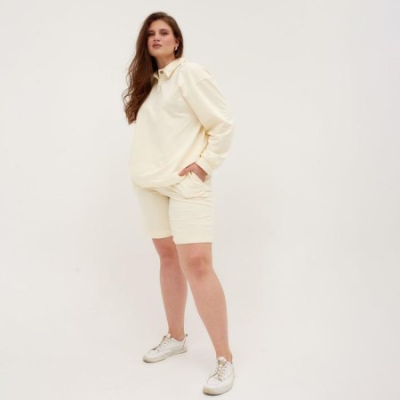 Women's costume (jumper, shorts) minku: Casual Collection Ecrew color, size 52