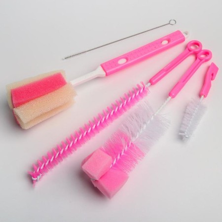 A set of brushes for the care of children's bottles, 5 objects, color mix-5
