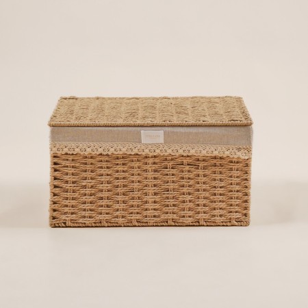 Basket for storing manual weaving with a lid, paper 30x20x15.5 cm