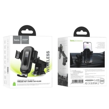 HOCO HW3 car holder, wireless charging, 15 watts, for 4.5-7.0 inches, black-7