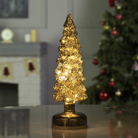 LED figure "Golden Christmas tree" 9 × 29 × 9 cm, glass, batteries AAAX3 (not in the kit), glow warm white