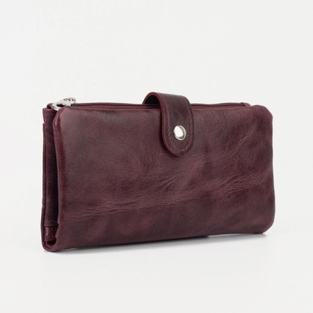 Women's wallet on the button, burgundy color