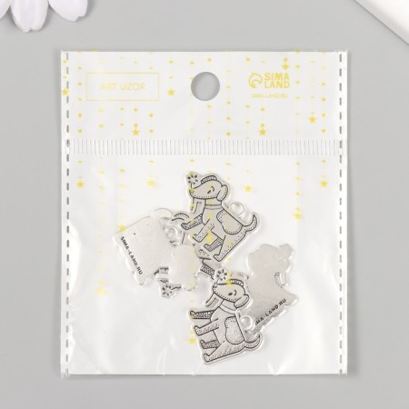 Decor Metal for creativity "dog with chamomile" 1.9x2.5 cm-3