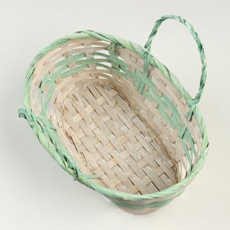 Wicker basket, d25 x 18 x 11/19 cm, green, bamboo-2