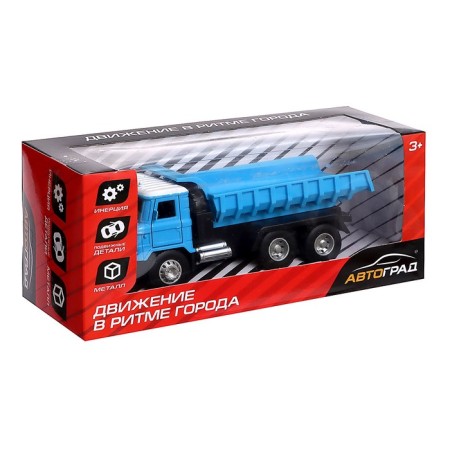 Metal truck "dump truck", inertial, blue color-4