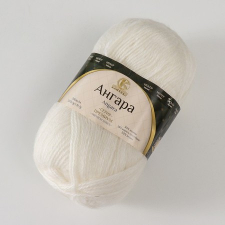 Angara yarn 35% mohair 15% wool, 50% acrylic 250m/100g (205 white)-1