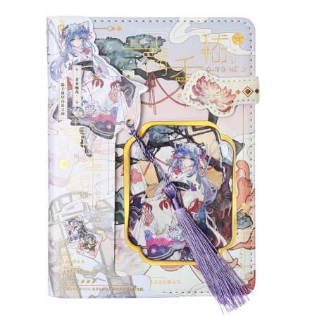 Notebook Gift, A6, 96 sheets, color block, with a curly knife, PVC cover, 3D, "Anime", mix-2