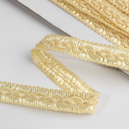 Decorative braid "Snake", 15 mm, 10 ± 1 m, gold color-1