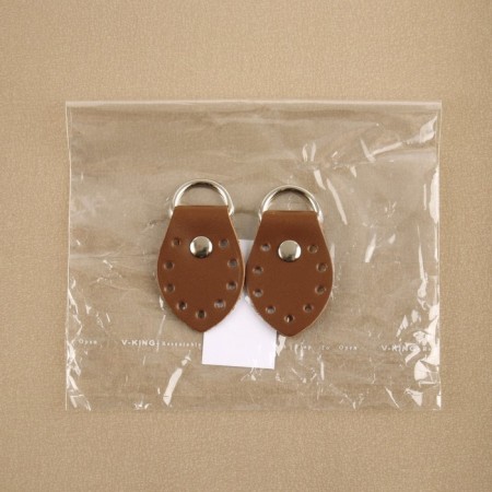 The loop is sewn for a bag, with a half -ring, steam, 6 × 3.5 cm, brown color/nickel-2