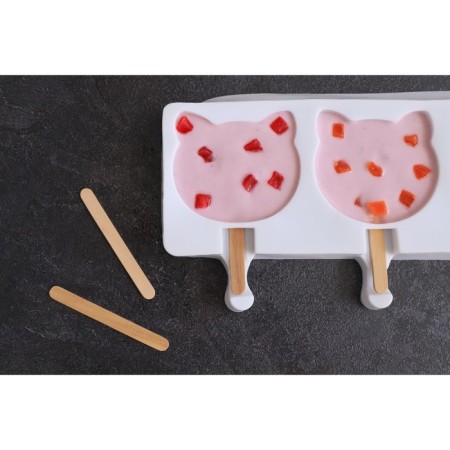 Ice cream form "cats", silicone, 38 × 14.5 × 2.5 cm, 4 cells, white color-8