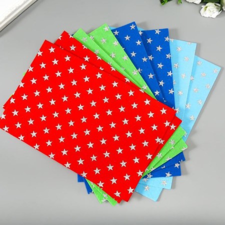 A set of decorative felt with a glitter of "Star" (8 sheets), 20x30 cm, 1.4 mm