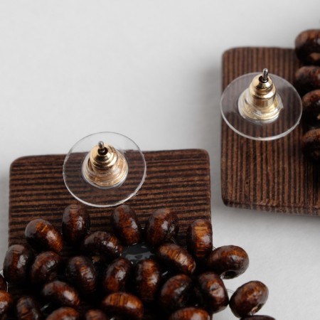 Vakanda earrings Square, brown color-2